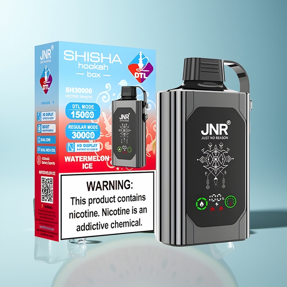 JNR Shisha Hookah Box 20500 Пуфове Динена Лед HD Display 1000mAh 25ml Dual Mesh Coil Dual Core