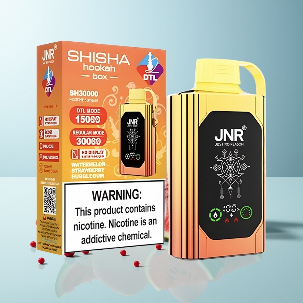 JNR Shisha Hookah Box 20500 Пуфове Динена Ягода Бабългум HD Display 1000mAh 25ml Dual Mesh Coil Dual Core