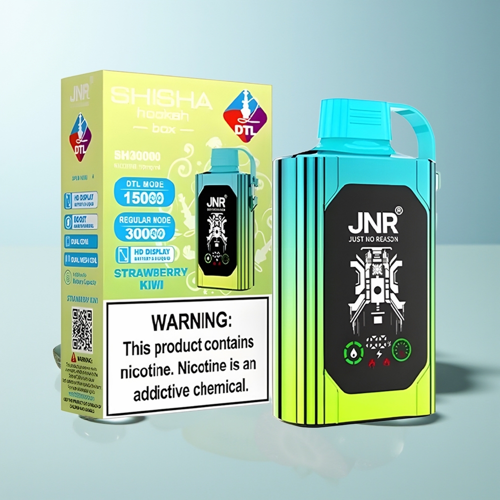 JNR Shisha Hookah Box 20500 Пуфове Двойна Ягода Киви HD Display 1000mAh 25ml Dual Mesh Coil Type-C