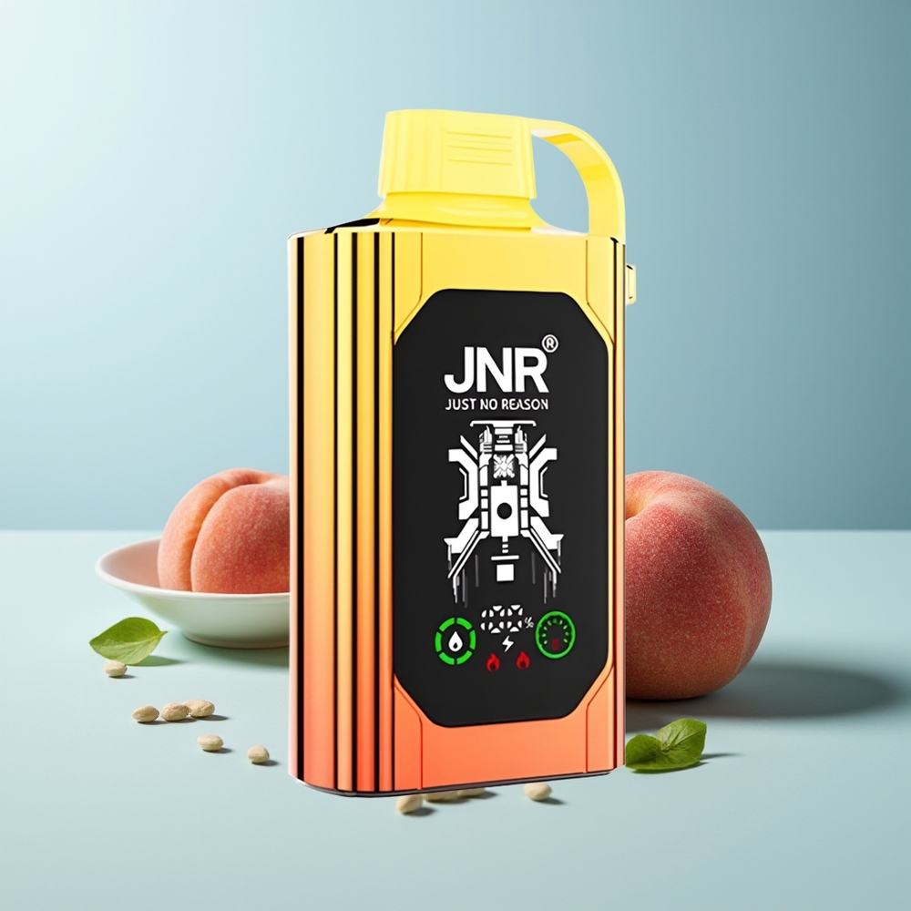 JNR Shisha Hookah Box 20500 Puffs Дисапозабъл Вейп Сочени Праскови HD Display 1000mAh 25ml Dual Mesh Coil & Dual Core