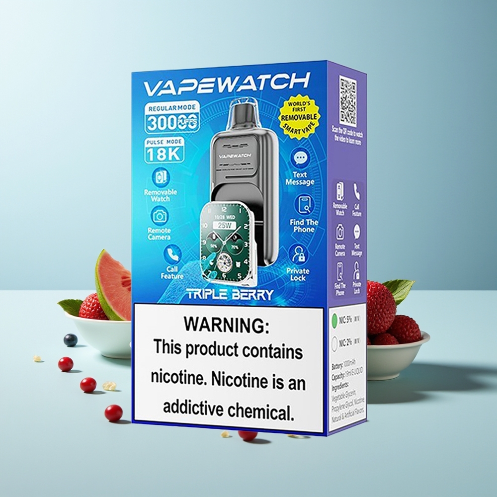 JNR VapeWatch 30000 Пуфса Тройна Ягода 1000mAh 19mL 5% Dual Mesh Type-C