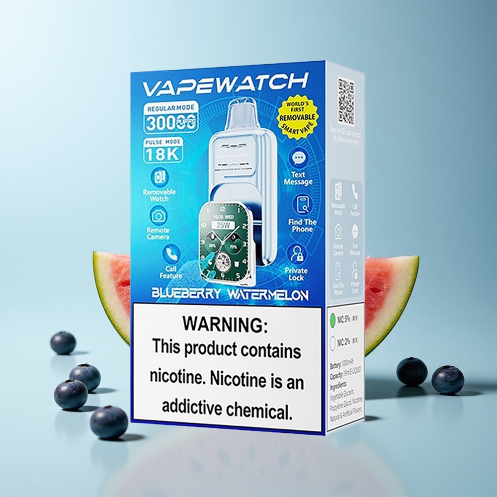 JNR VapeWatch 30000 Пуфове Двойна Мрежова Намотка Боровинка Диня 1000mAh 19mL Type-C
