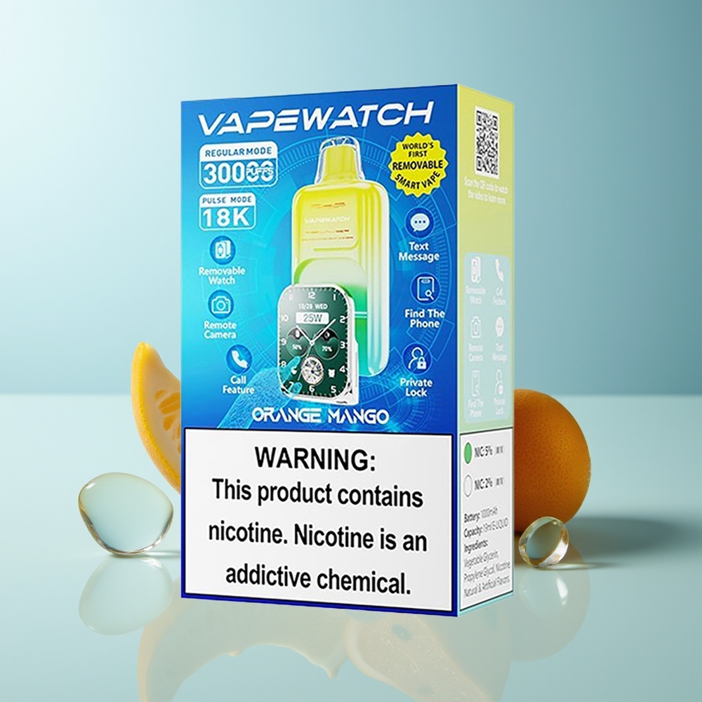 JNR VapeWatch 30000 Пуфса Двойна Мрежева Намотка Портокал Манго 1000mAh Type-C