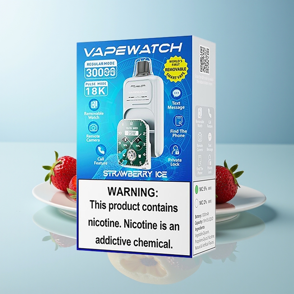 JNR VapeWatch 30000 Пуфове Двойна Мрежова Намотка Ягодов Лед 1000mAh Type-C