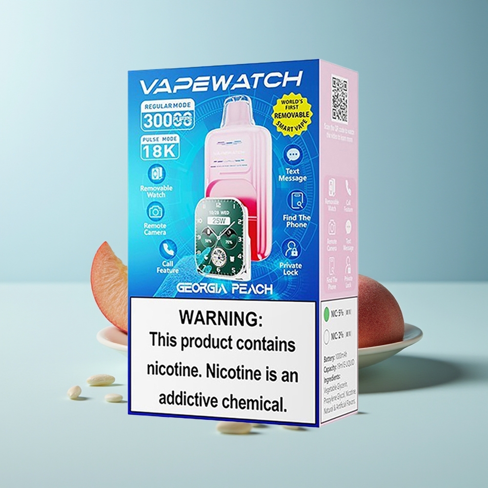 JNR VapeWatch 30000 Puffs Джорджия Праскова 1000mAh 19mL Dual Mesh Coil Type-C