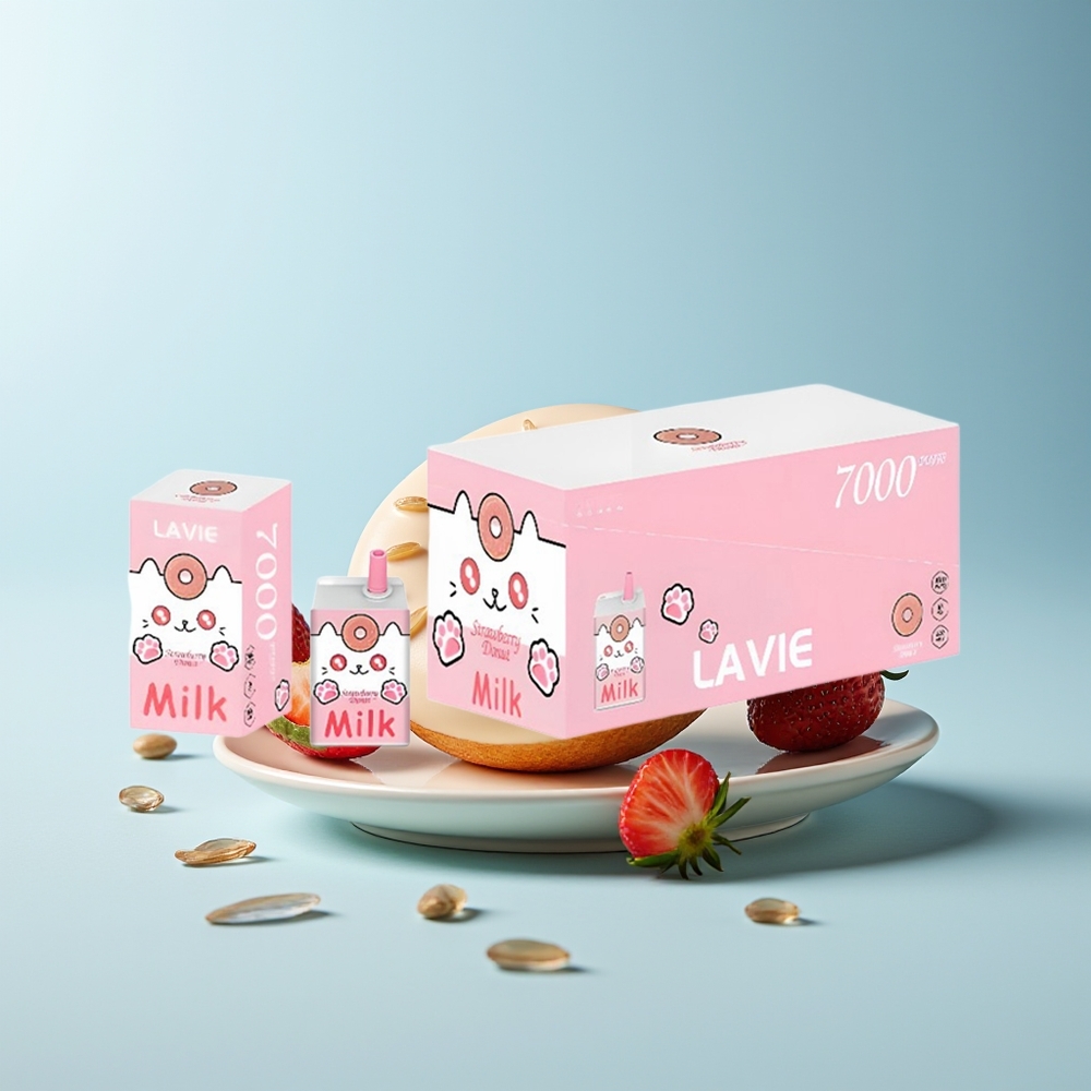 LAVIE Milk 7000 Пуфове Ягодова Поничка 0% Никотин 16ML Type C 600mAh