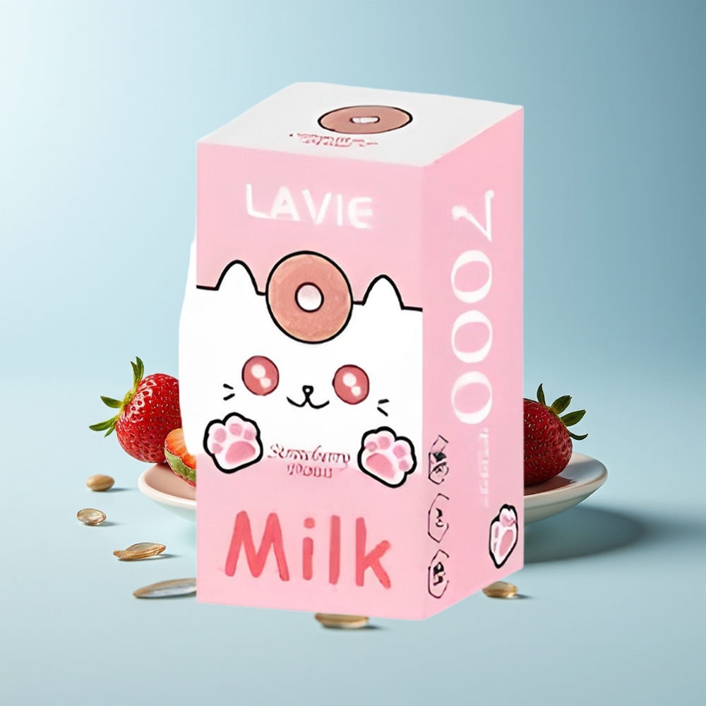 LAVIE Milk 7000 Пуфове Ягодова Поничка 0% Никотин 16ML Type C 600mAh