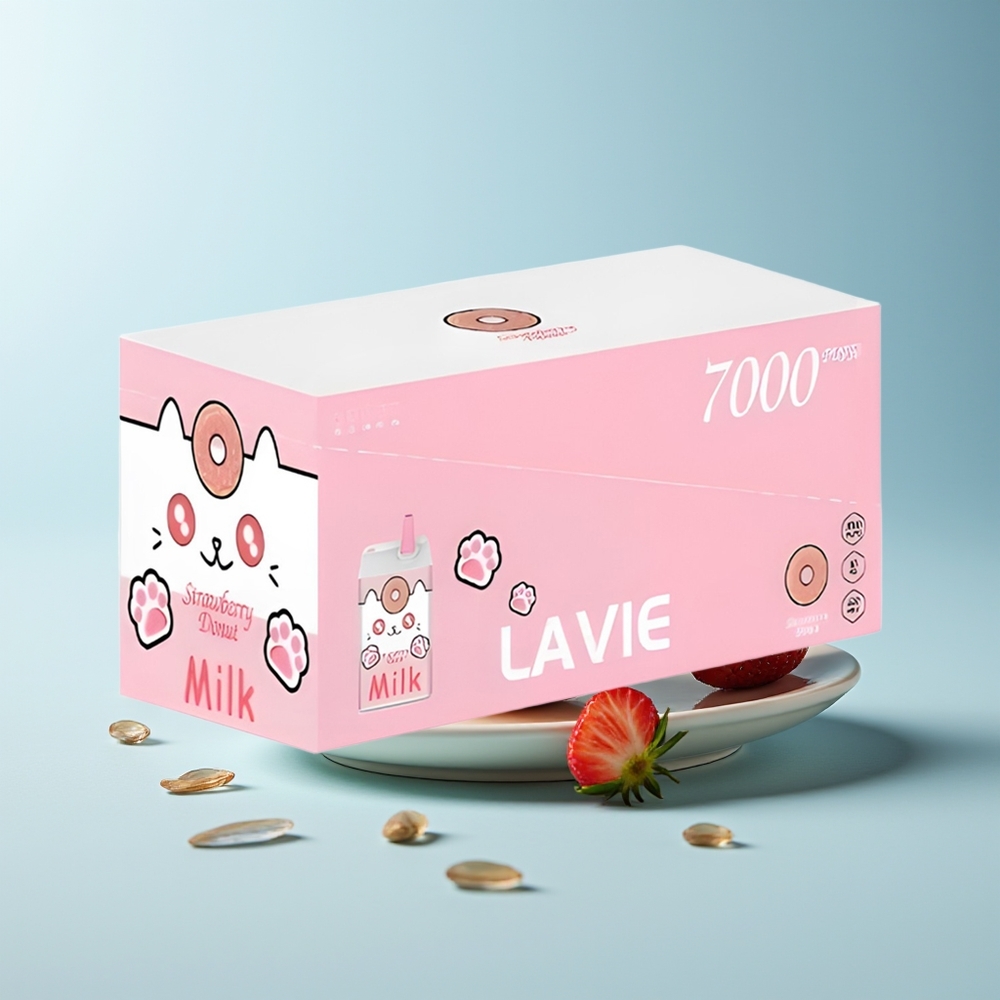 LAVIE Milk 7000 Пуфове Ягодова Поничка 0% Никотин 16ML Type C 600mAh