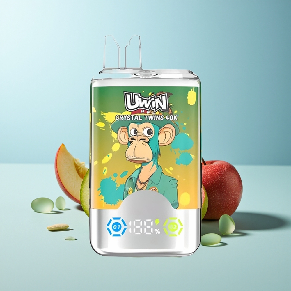 UWIN Crystal Twins 40000 Вдишвания Киви Пъстра Фрукти Две Ябълки 0.6Ω 32ml 850mAh Type-C
