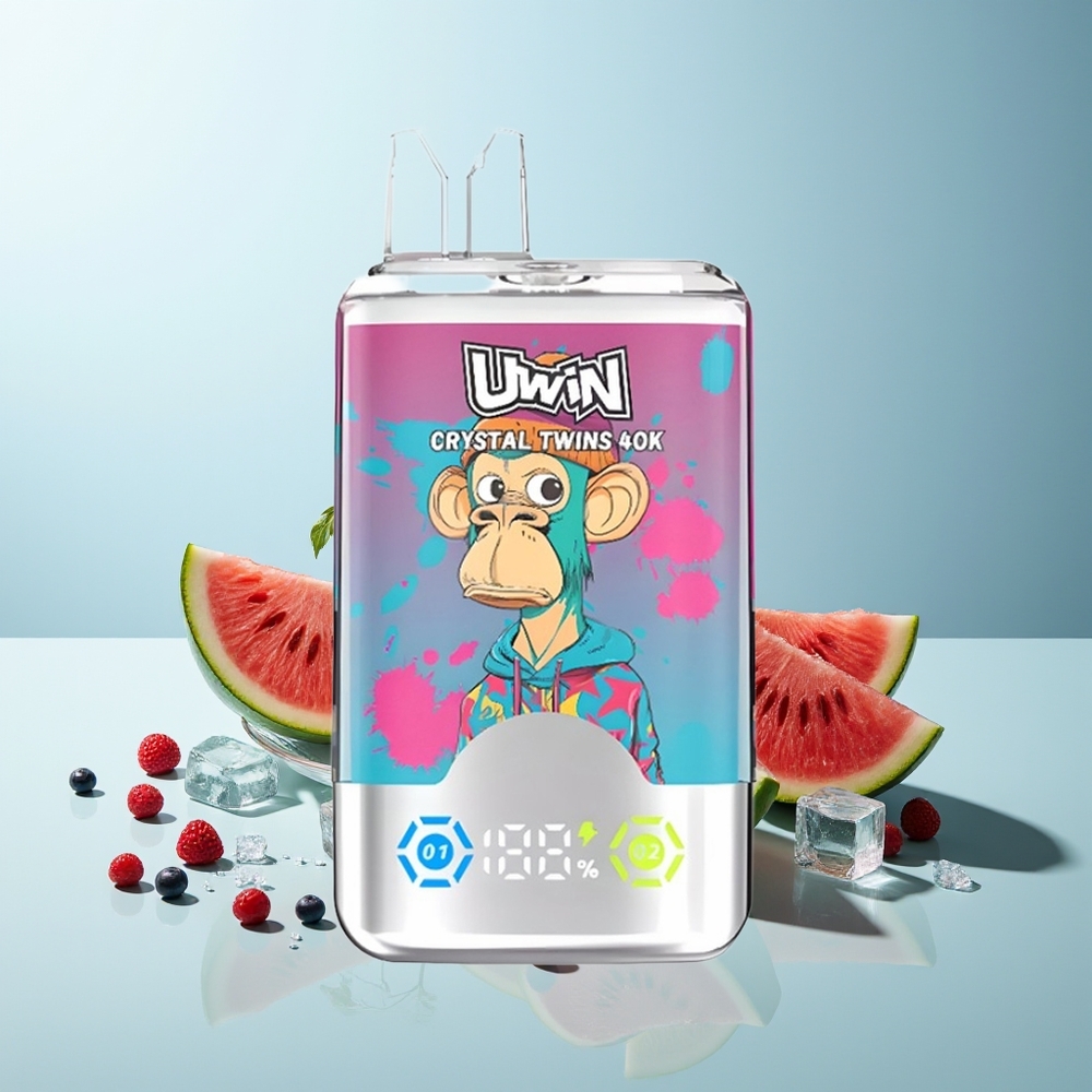 UWIN Crystal Twins 40000 Вдишвания Диня Лед Смесени Ягоди Двойна Вкусова Система 32ml 850mAh Type-C 0.6 Ohm