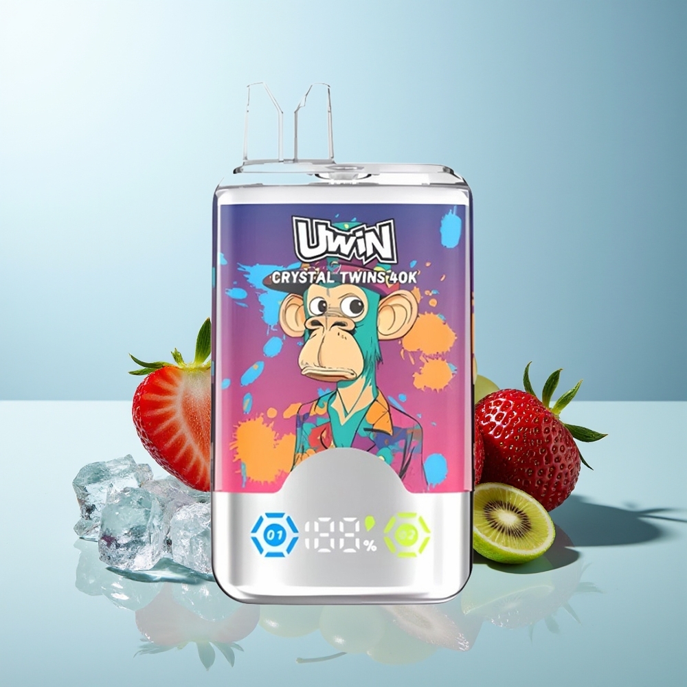 UWIN Crystal Twins 40000 Пуфове Ягода Киви Леден Грозде с 32ml Течност 850mAh Батерия и Type-C Зарядно