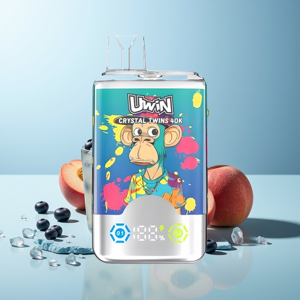 UWIN Crystal Twins 40000 Puffs Две Вкуса в Едно Устройство Боровинка на Лед Лятна Праскова Лед