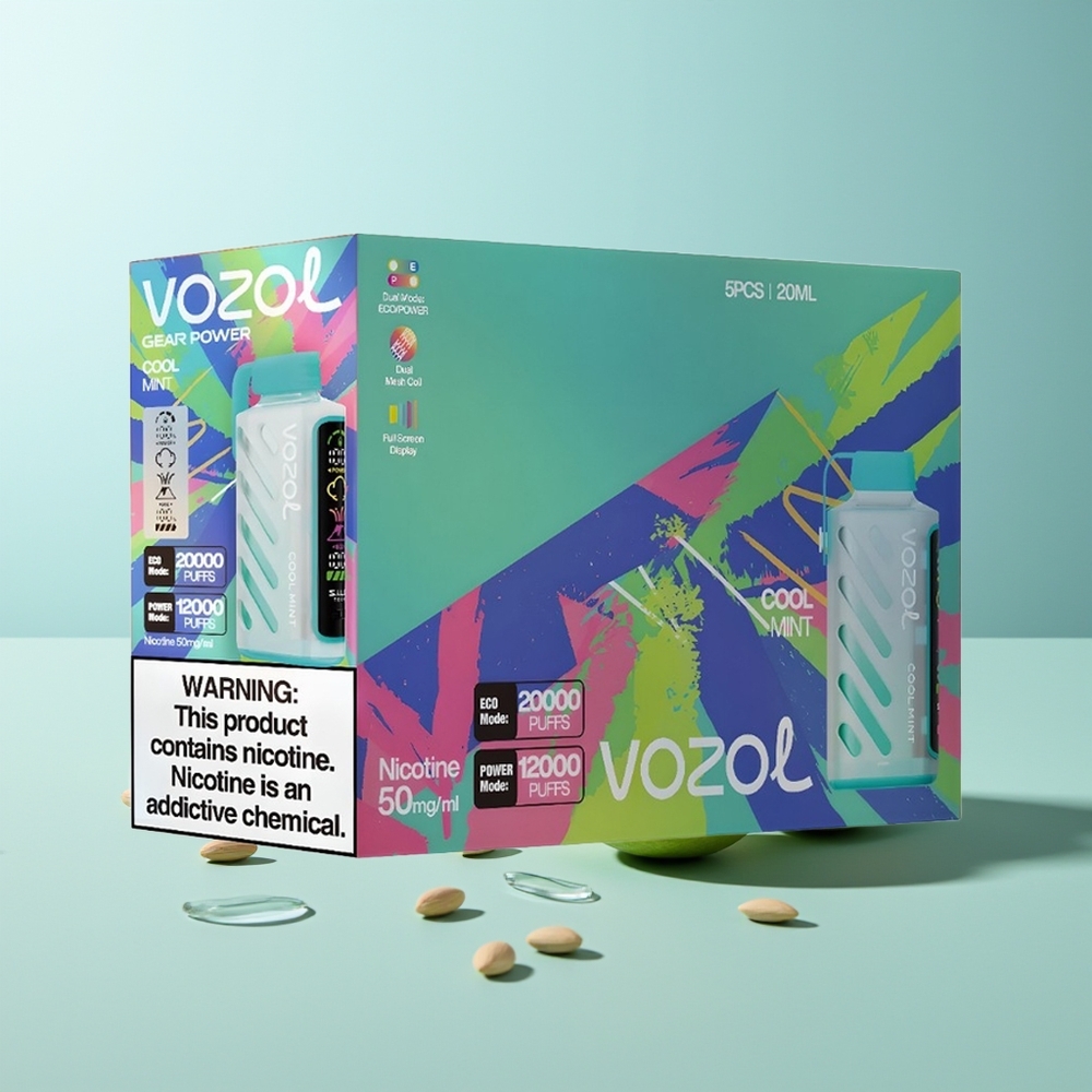 VOZOL Gear Power 20000 Пуфове Dual Mesh Cool Mint S.i.L.C. Tech 20mL 5%
