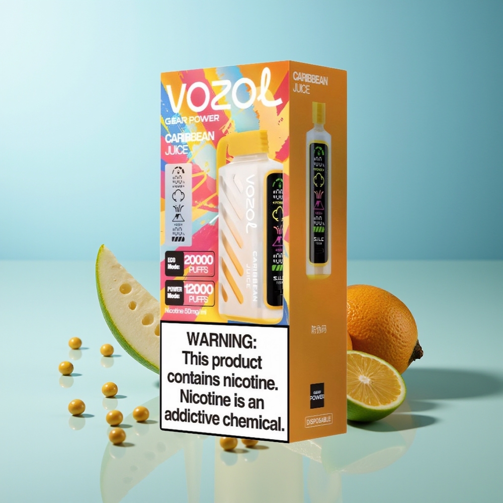 VOZOL Gear Power 20000 Пуфове S.i.L.C. Tech Dual Mesh Карибски Сок 20mL 5% Никотин Full Screen Display