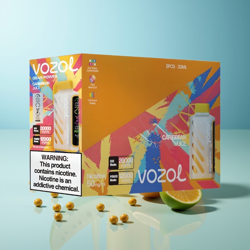 VOZOL Gear Power 20000 Пуфове S.i.L.C. Tech Dual Mesh Карибски Сок 20mL 5% Никотин Full Screen Display