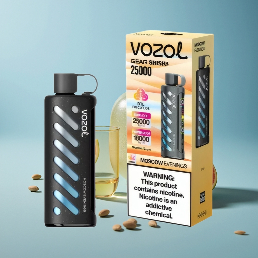 VOZOL Gear Shisha 25000 Пуфа 30 Вкуса S.i.L.C Tech Dual Mesh Dual Modes 1000mAh 5mg/ml Московски Вечери