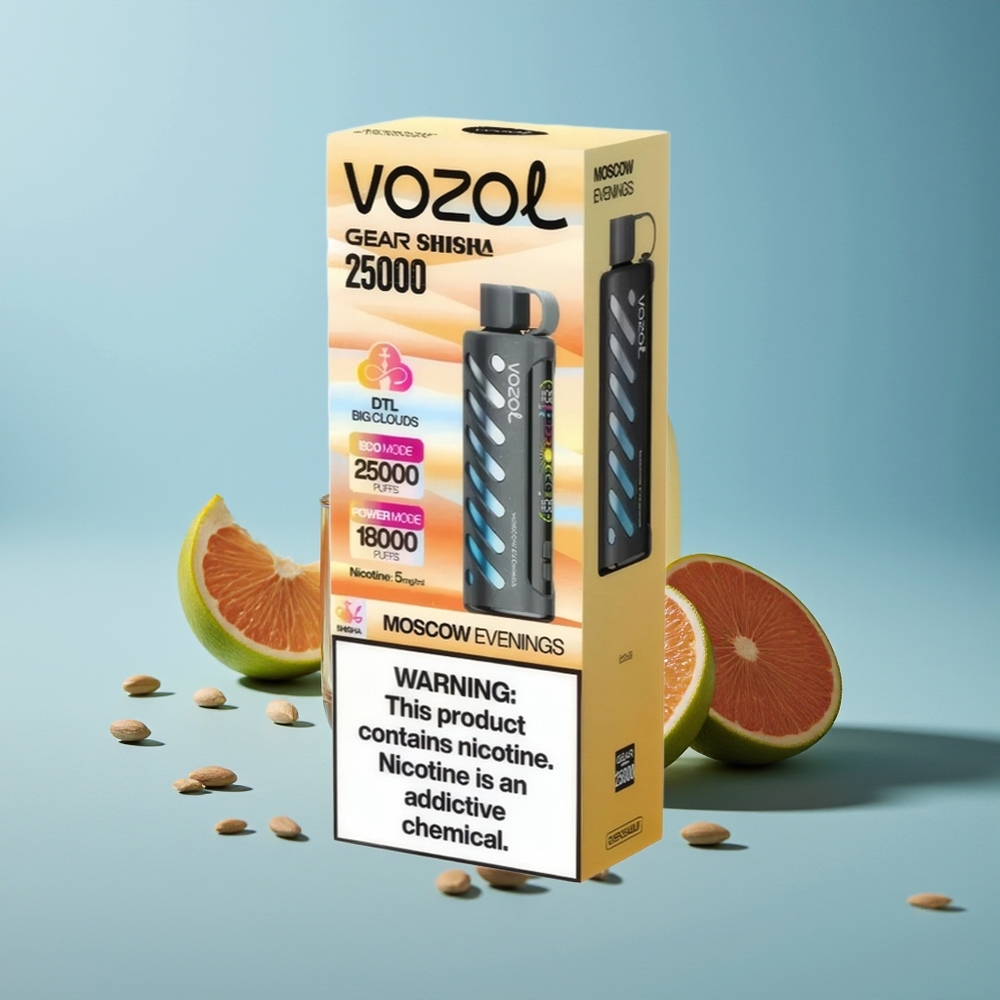 VOZOL Gear Shisha 25000 Пуфа 30 Вкуса S.i.L.C Tech Dual Mesh Dual Modes 1000mAh 5mg/ml Московски Вечери