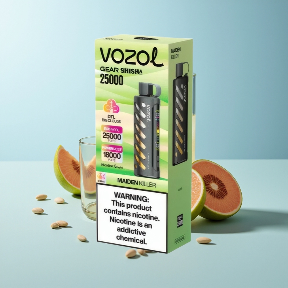 VOZOL Gear Shisha 25000 Пуфове 30 Вкуса S.i.L.C Tech Dual Mesh Dual Modes 1000mAh 5mg/ml Maiden Killer