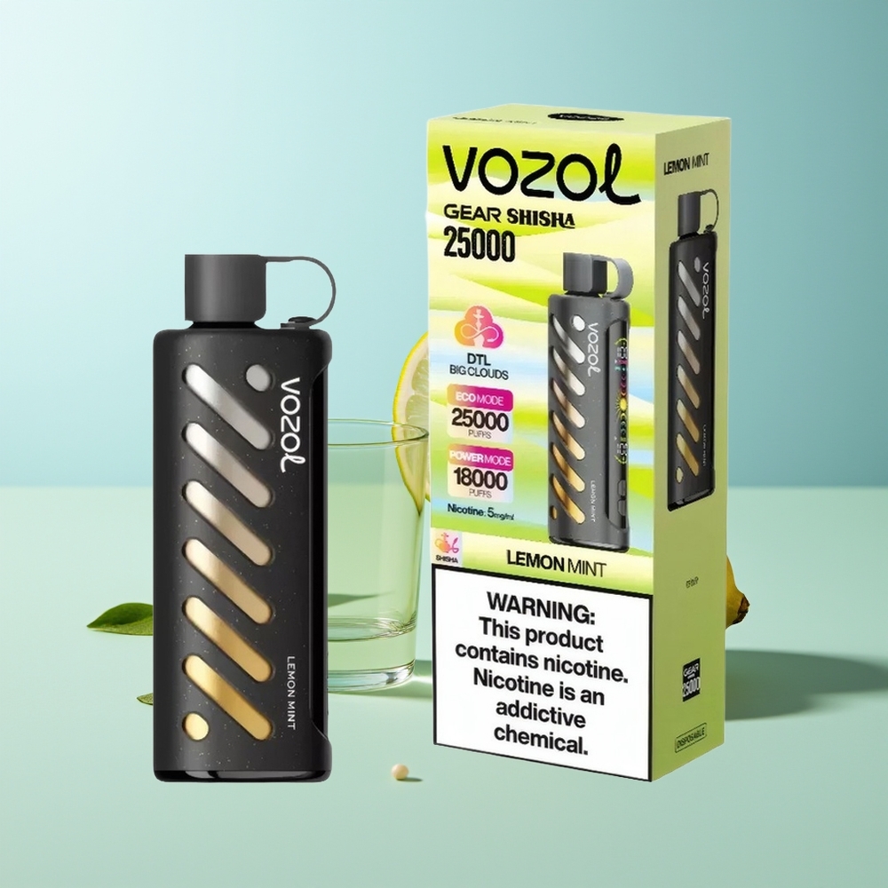 VOZOL Gear Shisha 25000 Пуфа Лимон Мента Шиша Dual Mesh S.i.L.C Tech 1000mAh 5mg/ml