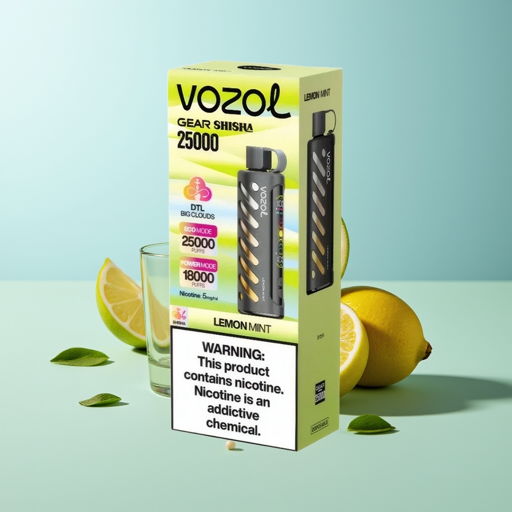 VOZOL Gear Shisha 25000 Пуфа Лимон Мента Шиша Dual Mesh S.i.L.C Tech 1000mAh 5mg/ml