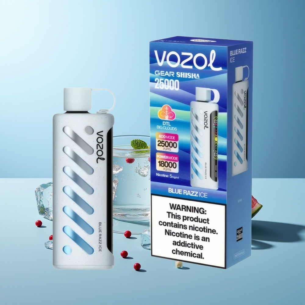 VOZOL Gear Shisha 25000 Пуфове Синя Малина Лед S.i.L.C Tech Dual Mesh 1000mAh 5mg/ml