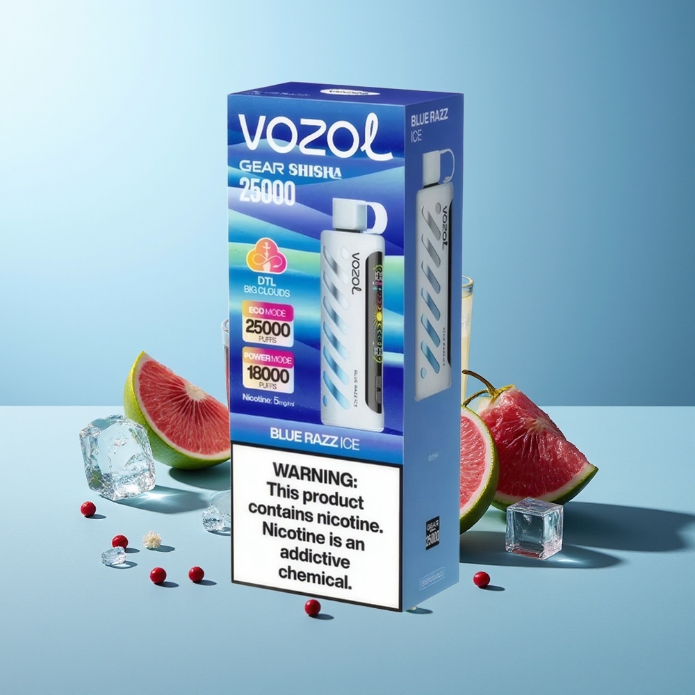 VOZOL Gear Shisha 25000 Пуфове Синя Малина Лед S.i.L.C Tech Dual Mesh 1000mAh 5mg/ml