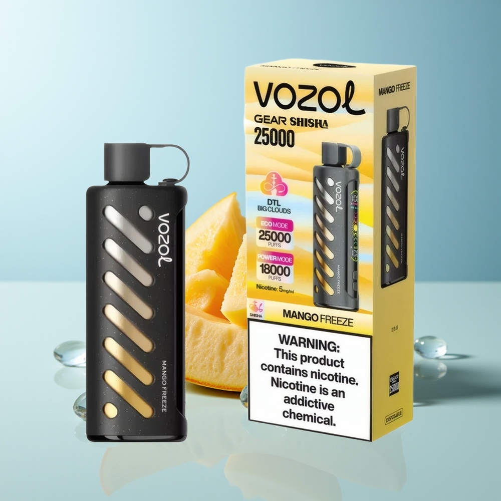 VOZOL Gear Shisha 25000 Пуфове Манго Замразяване S.i.L.C Tech Dual Mesh 1000mAh 5mg/ml