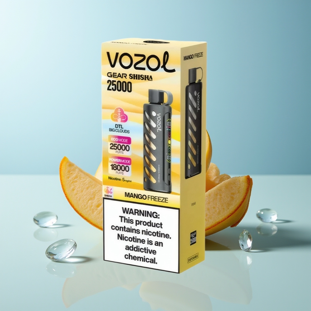 VOZOL Gear Shisha 25000 Пуфове Манго Замразяване S.i.L.C Tech Dual Mesh 1000mAh 5mg/ml