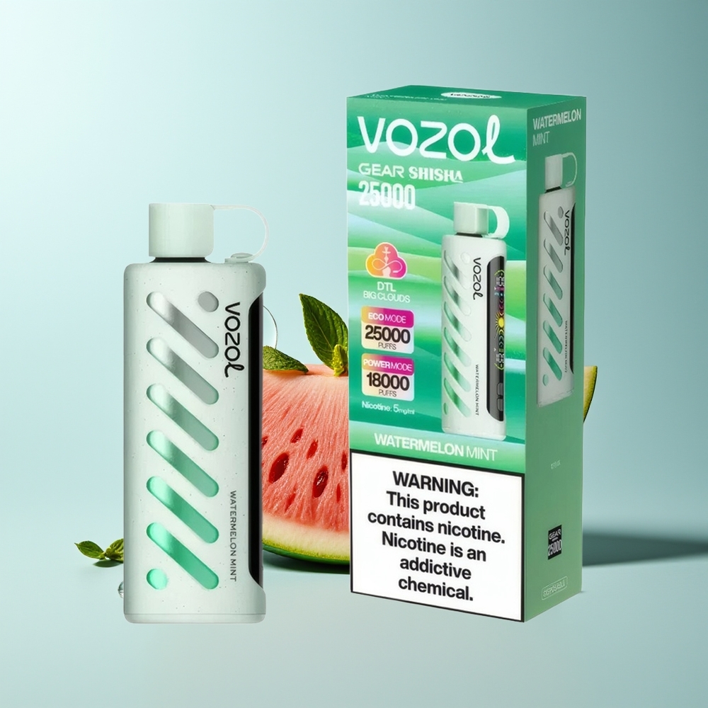 VOZOL Gear Shisha 25000 Пъфа Воден Диня Мента S.i.L.C Tech Dual Mesh Режим 1000mAh 5mg/ml