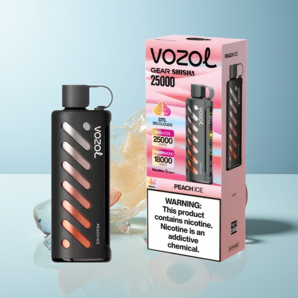 VOZOL Gear Shisha 25000 Пуфове Праскова Лед S.i.L.C Tech Dual Mesh 5mg/ml