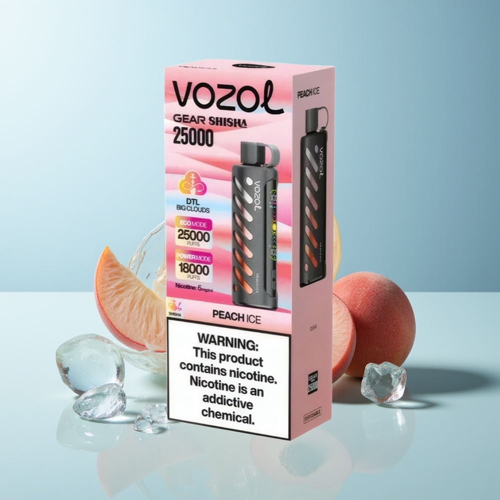 VOZOL Gear Shisha 25000 Пуфове Праскова Лед S.i.L.C Tech Dual Mesh 5mg/ml