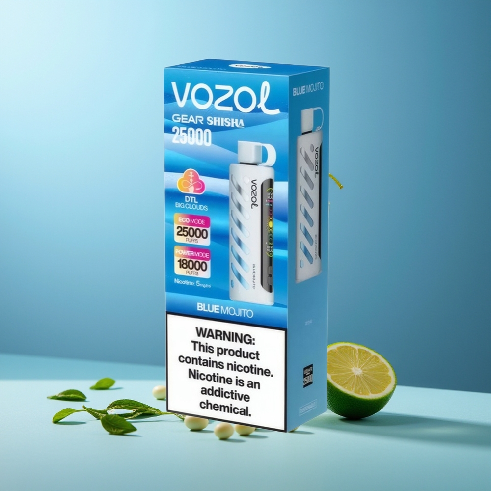 VOZOL Gear Shisha 25000 Пуфове Син Мохито Shisha Dual Mesh 1000mAh 5mg/ml S.i.L.C Tech
