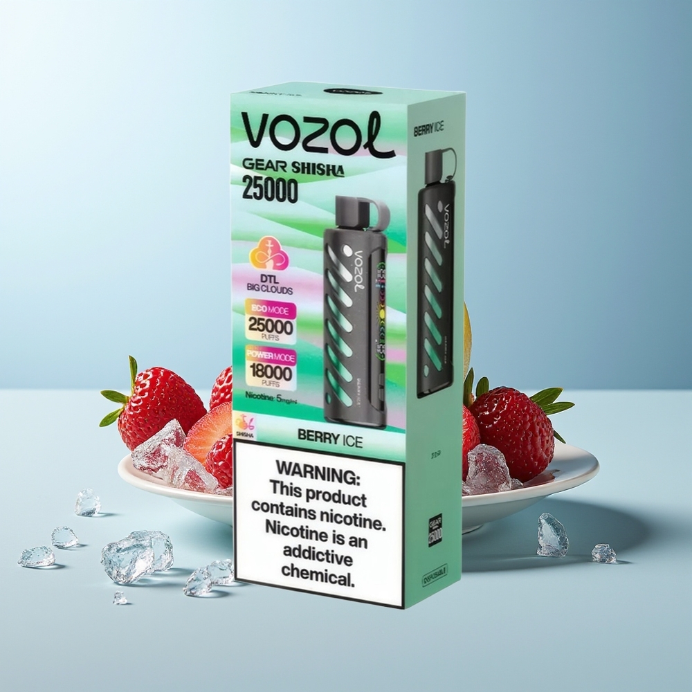 VOZOL Gear Shisha 25000 Пуфовa Ягодов Лед Shisha Двойна Мрежа 1000mAh 5mg/ml S.i.L.C Tech