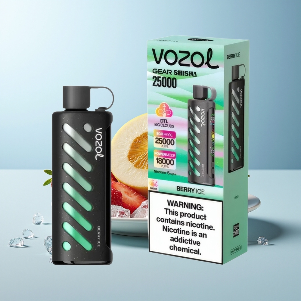 VOZOL Gear Shisha 25000 Пуфовa Ягодов Лед Shisha Двойна Мрежа 1000mAh 5mg/ml S.i.L.C Tech