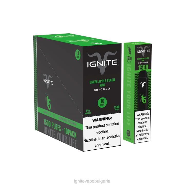 IGNITE V15 писалка за вейп 10 пакета зелена ябълка праскова киви 6F82101 | Ignite Ð‘ÑŠÐ»Ð³Ð°Ñ€Ð¸Ñ