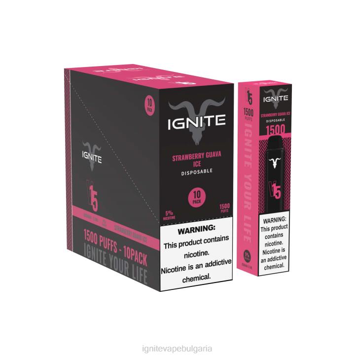 IGNITE V15 писалка за вейп 10 пакета ягодов гуава лед 6F82105 | Ignite Vape Shop