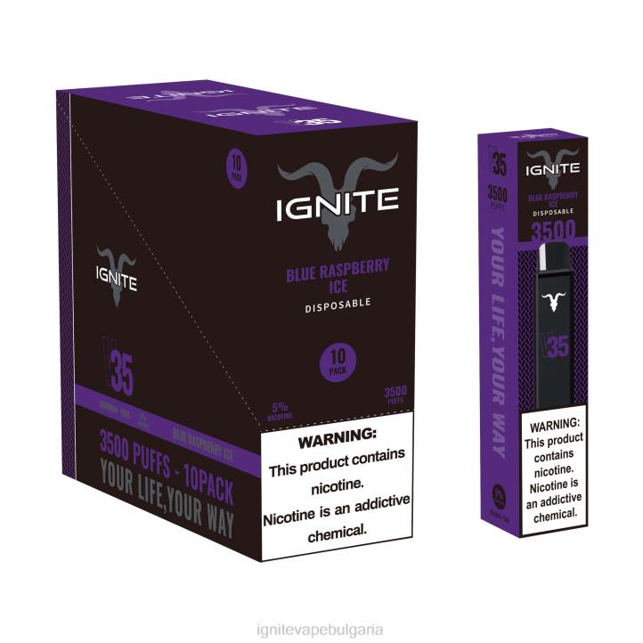 IGNITE V35 писалка за вейп 10 пакета син малинов лед 6F82120 | Ignite Puff Bar